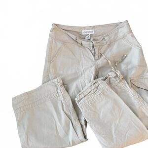 AEROPASTALE khaki Cargo Cotton Cropped Pants, Ankle Ties Wms SZ 3/4 Trendy Y2K